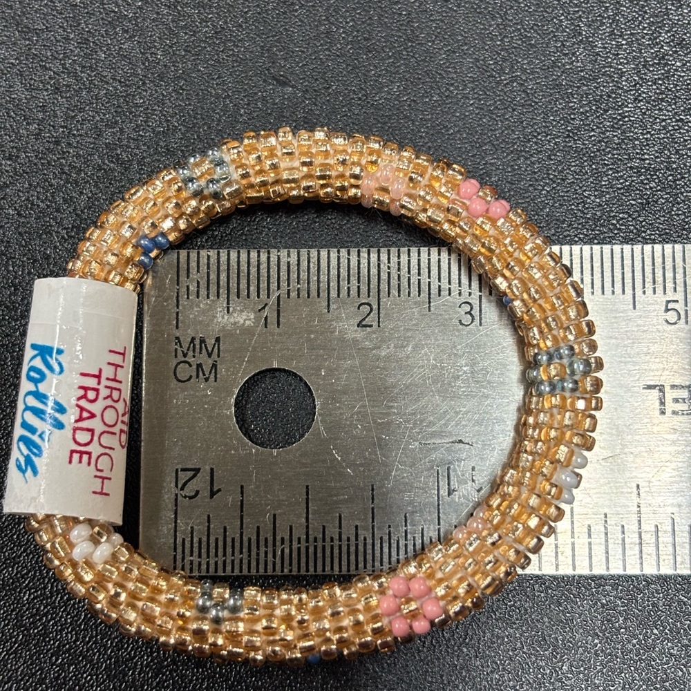 Flower Power Kid's Rollies Gold Glass Beaded Bracelet NWT - Picture 4 of 4